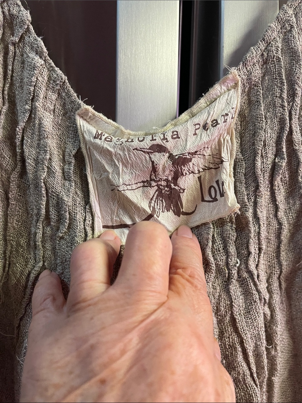 Magnolia Pearl Layered Crinkled Tank Top — Taupe - Picture 3 of 3
